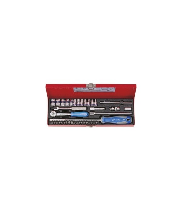 COFFRET DE DOUILLES METRIQUES ET ACCESSOIRES 1/4" 39 PIECES