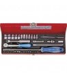 COFFRET DE DOUILLES METRIQUES ET ACCESSOIRES 1/4" 39 PIECES