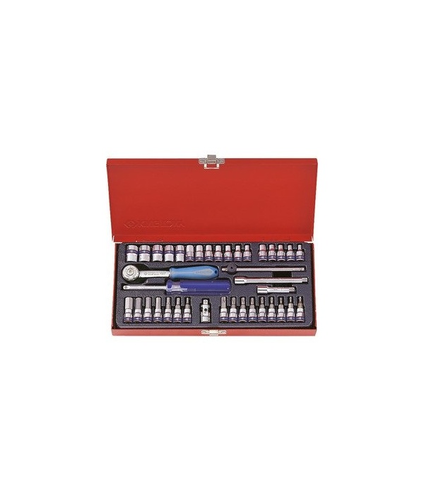 COFFRET DE DOUILLES METRIQUES ET ACCESSOIRES 1/4" 39 PIECES