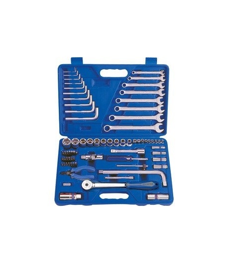 COFFRET DE DOUILLES 1/4" ET1/2" METRIQUES AVEC ACCESSOIRES 1/4" 72 PIECES