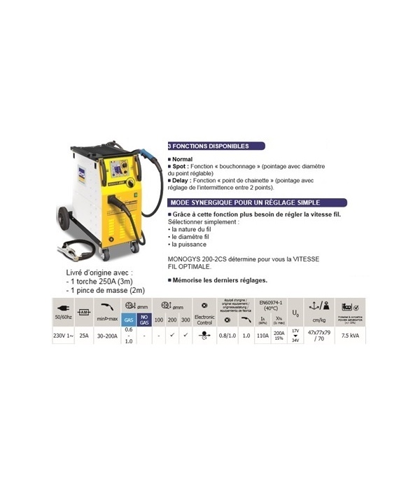 POSTE DE SOUDURE SYNERGIQUE 200