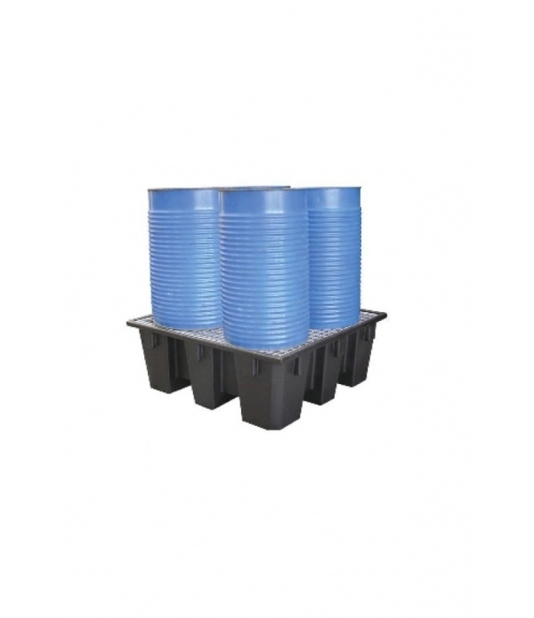 BAC DE RETENTION POLYETHYLENE POUR 4 FUTS AVEC CAILLEBOTIS ACIER