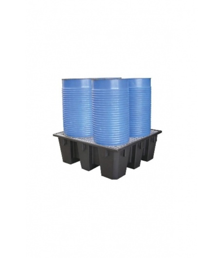 BAC DE RETENTION POLYETHYLENE POUR 4 FUTS AVEC CAILLEBOTIS ACIER