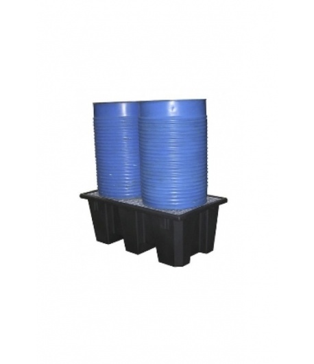 BAC DE RETENTION POLYETHYLENE POUR 2 FUTS AVEC CAILLEBOTIS ACIER